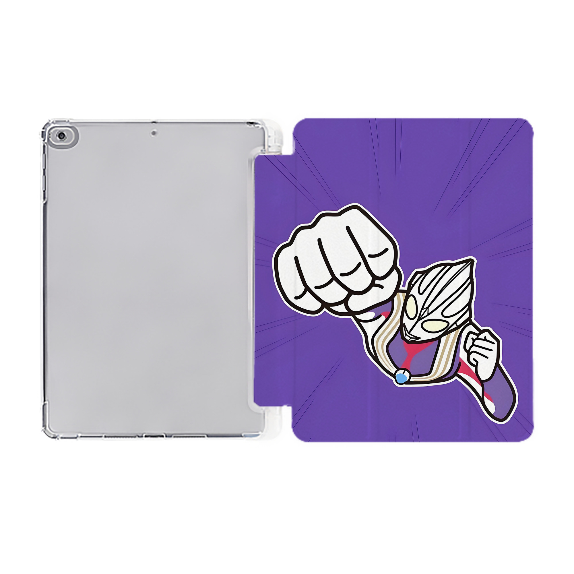 （画像用） ウルトラマン Ultraman IPad ケース ペン収納付き 三つ折りスタンド PUレザー×シリコン 対応機種9.5/10.5/10.9インチ